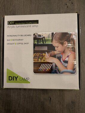 DIY Acrylic lamp drawing board 8"x8" w 7 color pens NEW